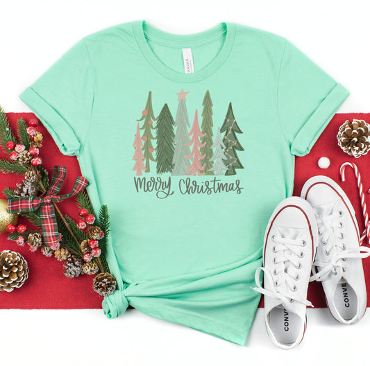 Merry Christmas Trees Graphic Tee