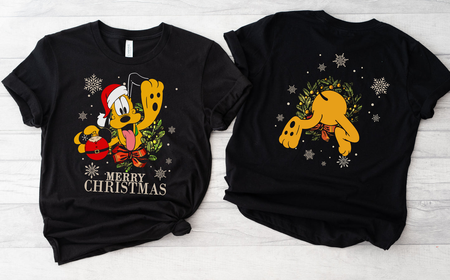 Merry Christmas Front and Back Mouse dog Graphic Tee