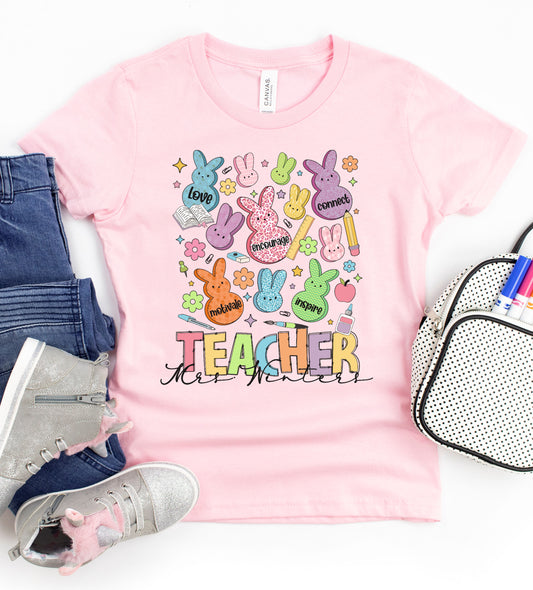 Personalized Teacher Easter Peep Graphic Tee