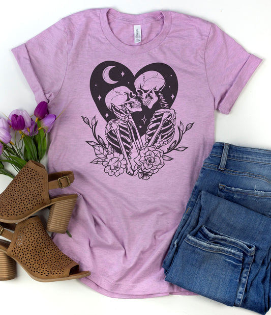 Til Death Love Skeleton Heart Graphic Tee