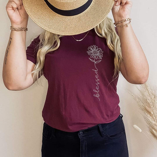 Blessed Side Flower Graphic Tee