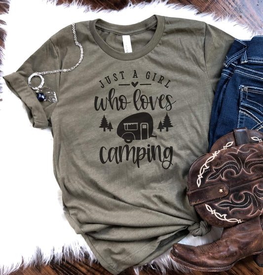 Just a Girl Who Loves Camping Graphic Tee