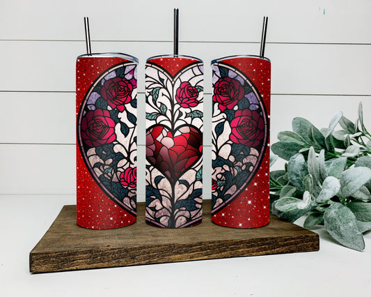 Stained Glass Heart Tumbler