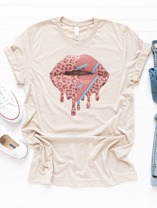 Pink Leopard Lips Graphic Tee