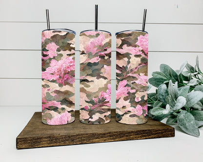 Pink Floral Camo Tumbler