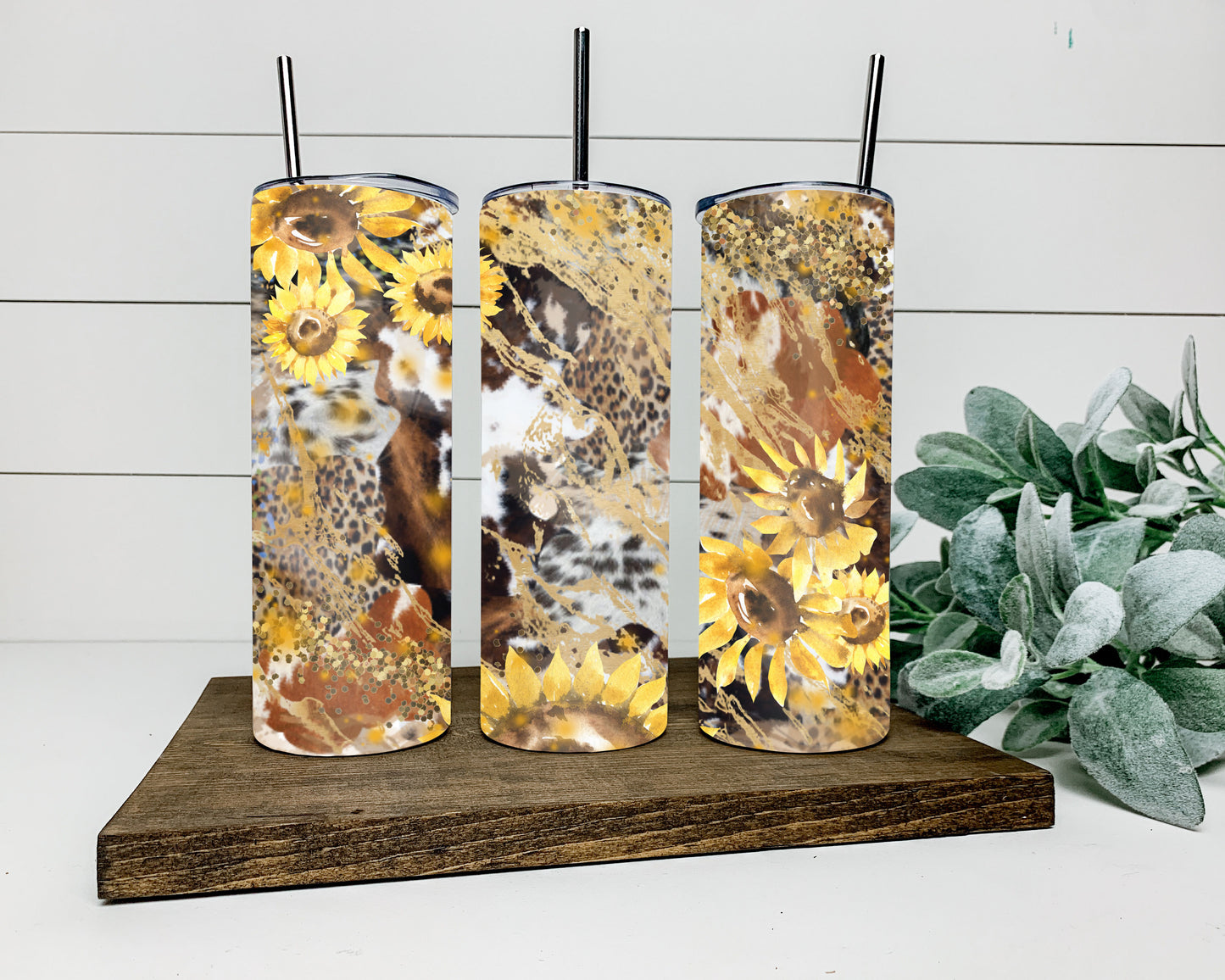 Sunflower Cowhide Tumbler