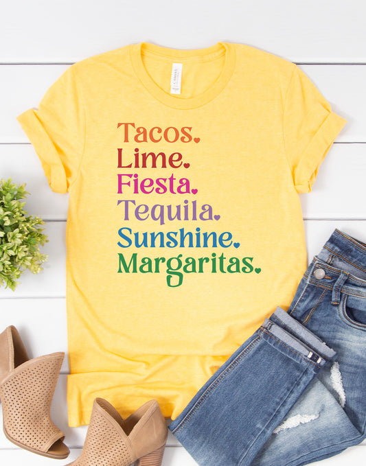 Tacos Lime Fiesta Tequila Graphic Tee